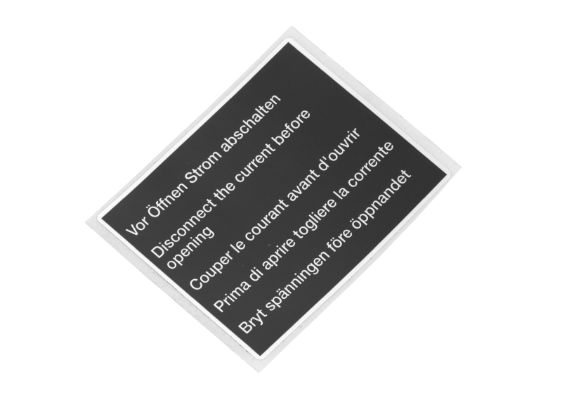 1321015AWarnschild Vor Oeffnen Strom Abschalten