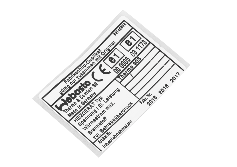 1322681ABlanko Typschild Thermo 90 S