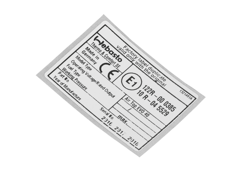 9033359ABlanko Typschild AT EVO 40